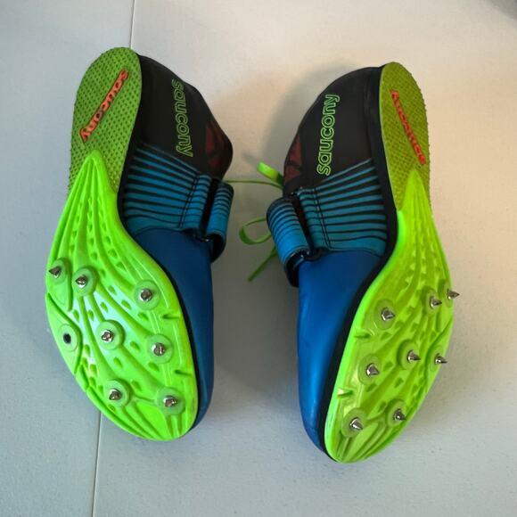 Saucony Soarin Je Track and Field Jumping Spikes in Blue and Slime Green Size 8 main image 6